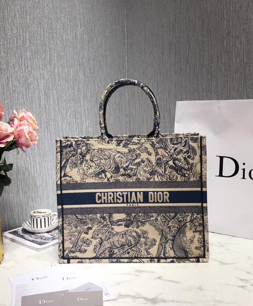 Christian Dior Book Tote Dior Oblique Canvas Bag Grey